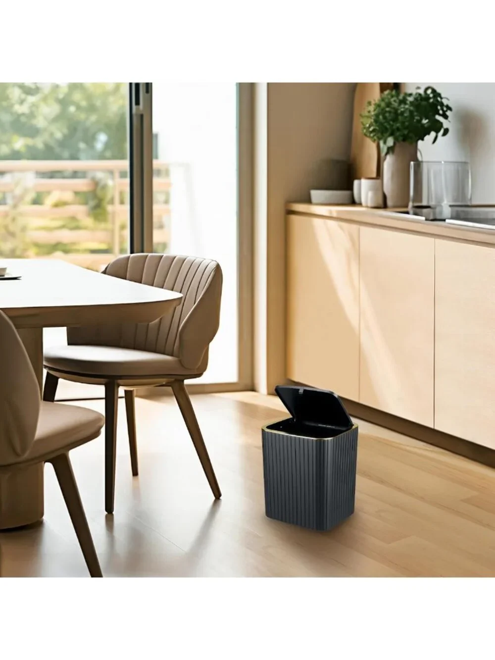 9PC Black & Gold Bathroom Accessories Set - Trash Can, Soap Dispenser & More